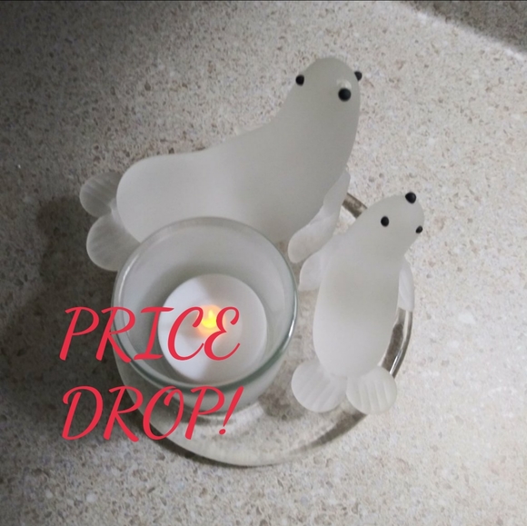 Retired PartyLite Seal with Pup Votive Holder - Picture 1 of 4